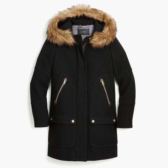 J. CREW Winter Coat Chateau Parka in Black Size 10P - Picture 2 of 7